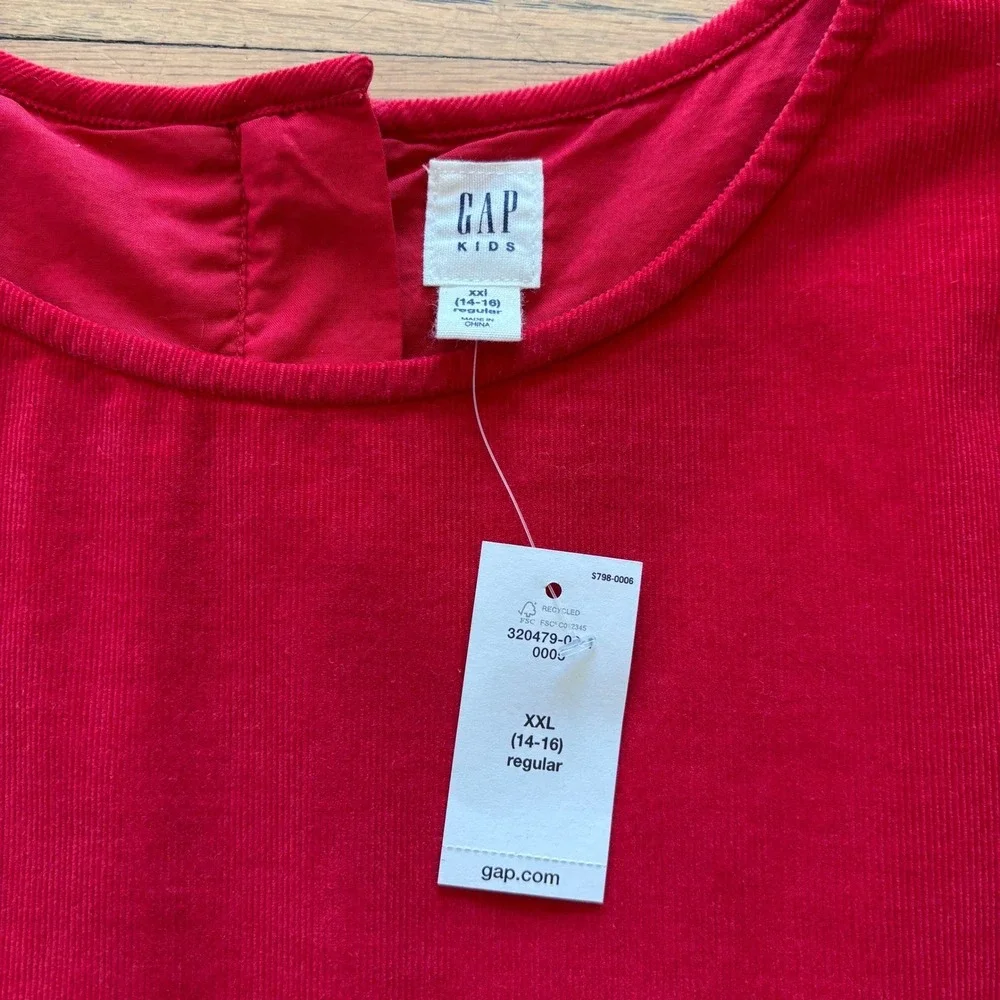 Gap Kids Red Corduroy Short‎ Sleeve Dress XXL 14-16 NWT Holiday